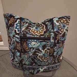 Vera Bradley Floral Patterned Boho Tote Bag - Browns and Blues